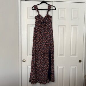 Lulu's Floral Maxi Dress - Navy and Pink